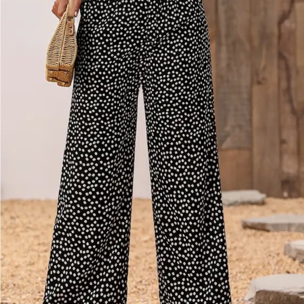 Polka Dot Wide-Leg Pants